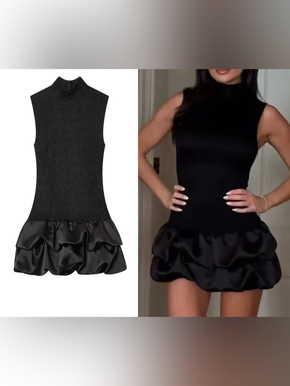 Zara‎ Sleeveless Lace Bubble Skirt Mini Dress Small New Going Out - Picture 2 of 16